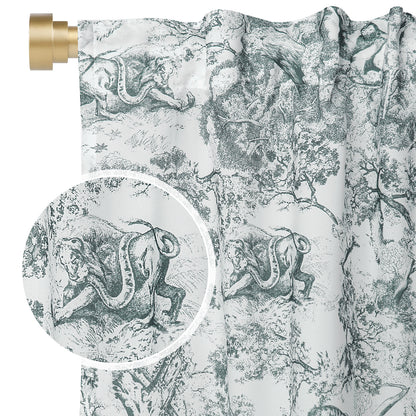 Jungle Motif Transparent Curtain Grey