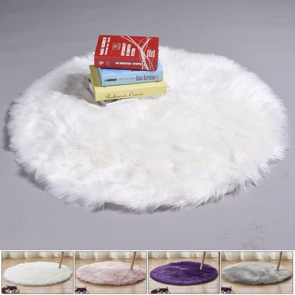 Round Shaggy Rug, Faux Fur, Long Pile, Fluffy Rug