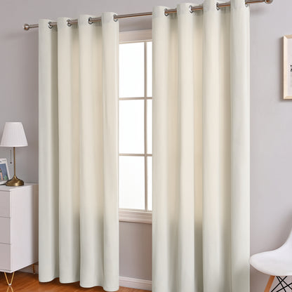 Frosted Fleece Curtains, 1 Panel, Beige, 132*164cm/132*214cm/132*241cm