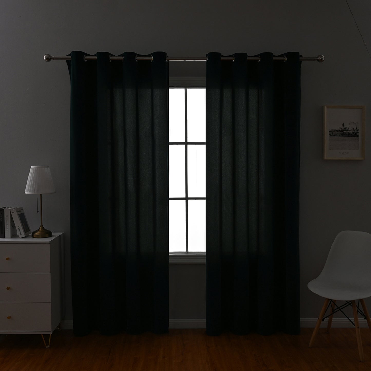 Frosted Fleece Curtains, 1 Panel, Green, 132*164cm/132*214cm/132*241cm