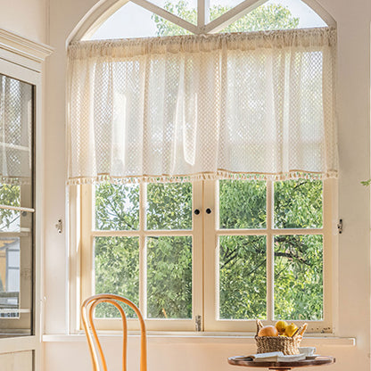 Quasten Kurze Vorhänge Cafe Voile Vorhänge Vintage Boho Küche Dekor 1 Panel