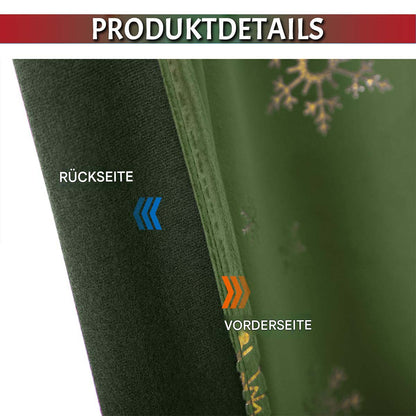 Weihnachts Samtvorhänge mit Goldfolie Schneeflocken 2-teilig Rot oder Grün