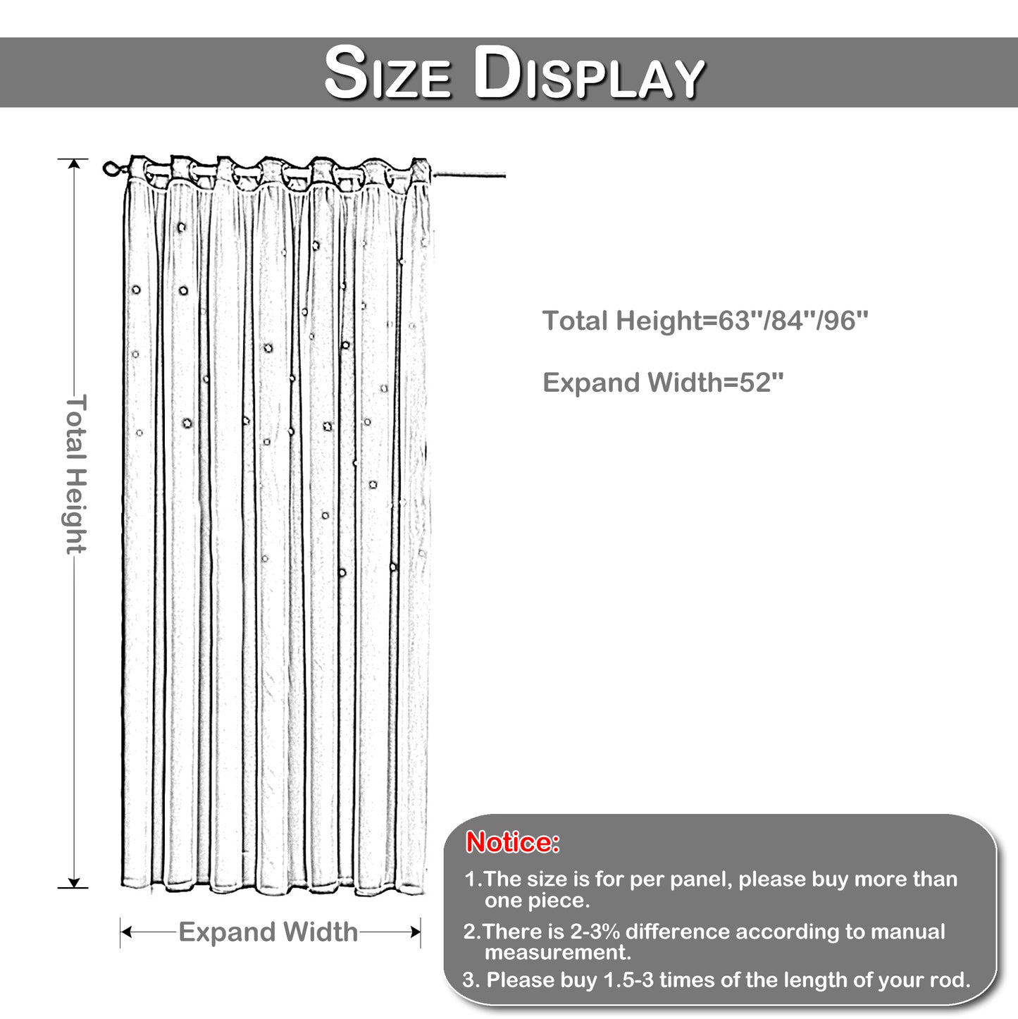 Double-Layer Princess Blackout Curtains, 1 Panel, Pink, 130x160cm/130x215cm/130x243cm