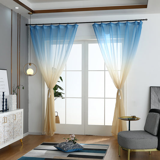 Gradient Sheer Curtains, 1 Panel, Blue, 100*250cm/140*260cm