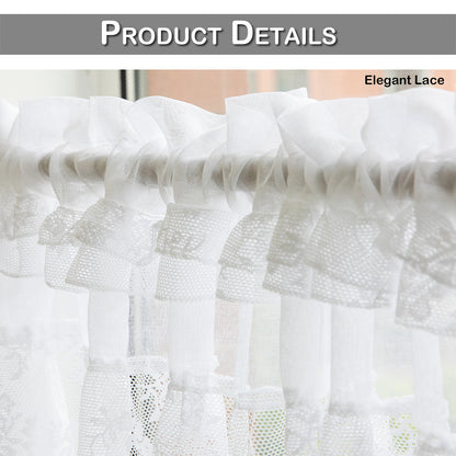 1 Panel Floral Lace Window Short Tier Curtains