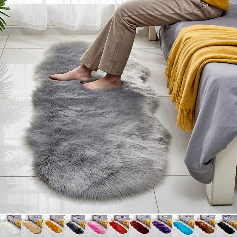 Fluffy faux fur rug, long pile shaggy rug, 60x180 cm