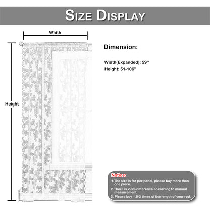 Voile Vorhänge Floral Spitze Sheer Vorhang Slot Top Tür Screening Picknick Decor