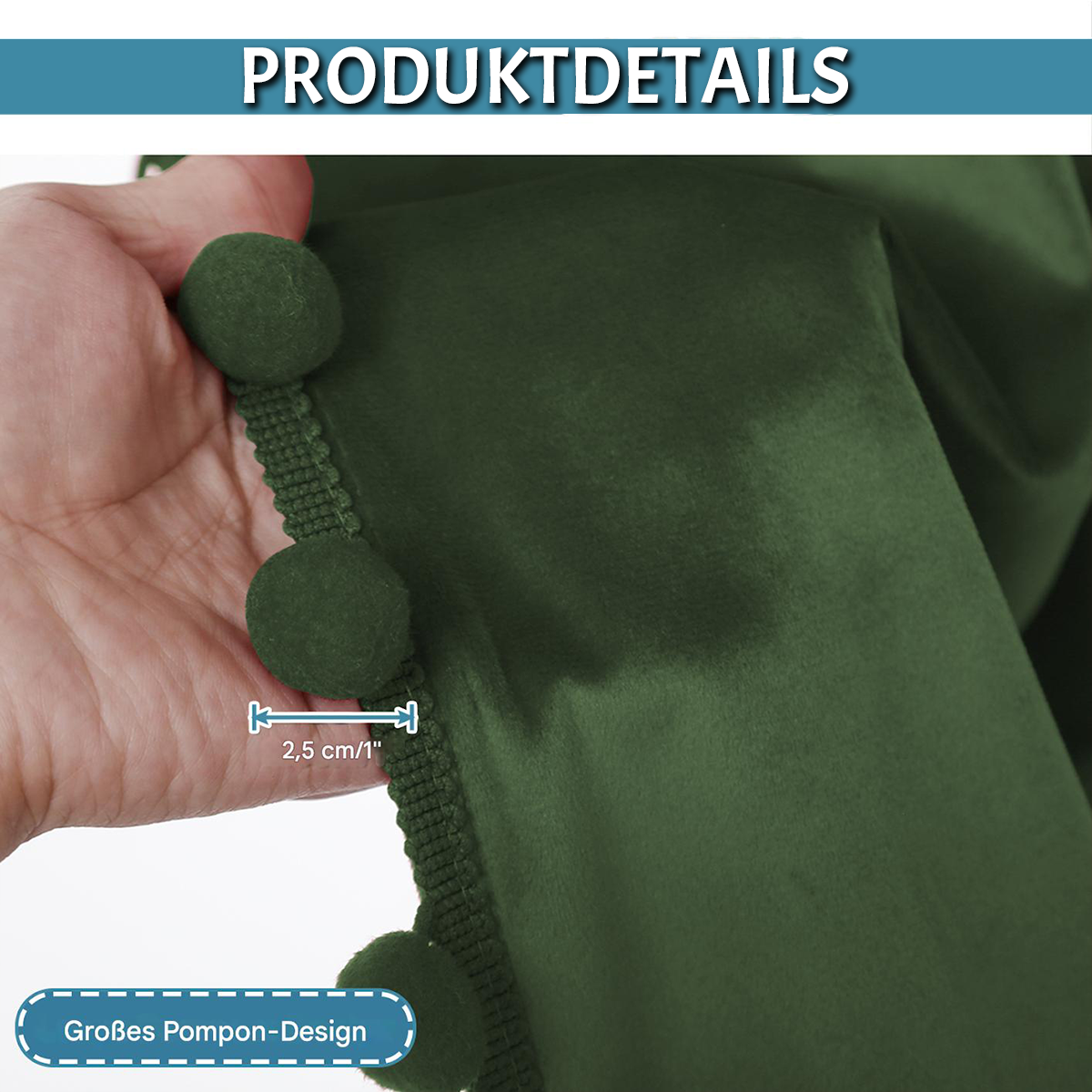 Rideaux de Noël en velours avec pompons 2 pièces rouge ou vert