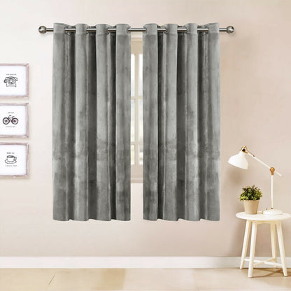 Rideau en velours épais, 1 panneau, gris, 132 x 137 cm/132 x 160 cm/132 x 213 cm