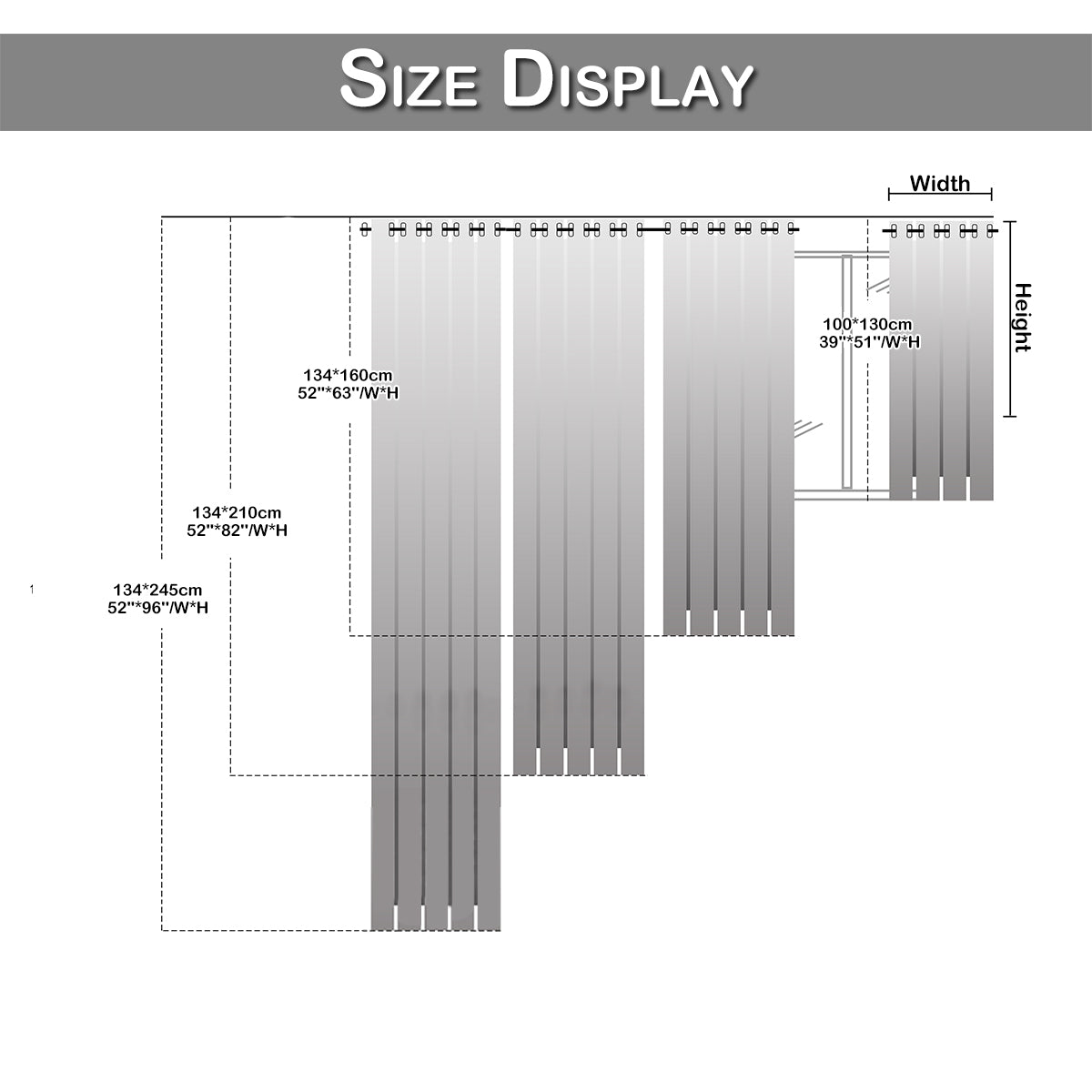 100% Blackout Curtains, 1 Panel, Gray, 100*130cm/134*160cm/134*210cm/134*245cm