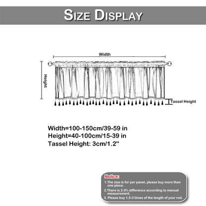 1 Panel Vintage Tassels Sheer Tier Short Curtains