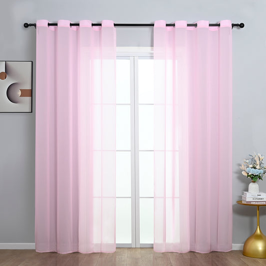 Rideaux transparents en mousseline de soie, 1 panneau, rose, 140 x 145 cm/140 x 225 cm/140 x 265 cm