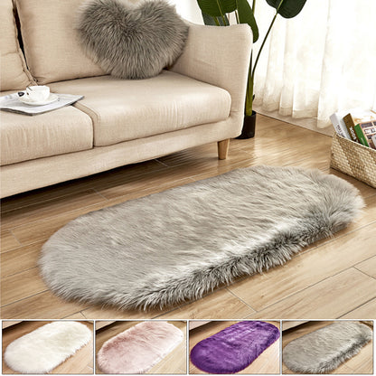 Soft shaggy rug with long pile, oval, fluffy faux fur rug