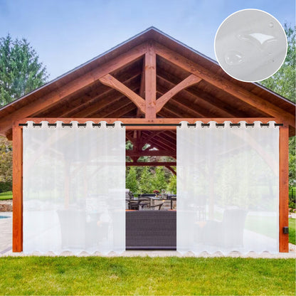 Waterproof Transparent Outdoor Curtain Voile White with Eyelets