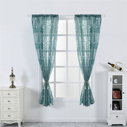 Seersucker Sheer Curtains, 1 Panel, Green, 100x130cm/100x200cm/100x250cm