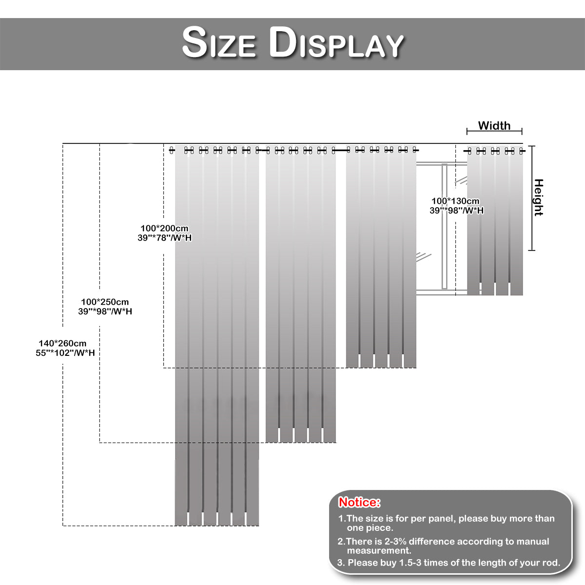 Rideaux semi-transparents pour la confidentialité, 1 panneau, blanc, 100*130cm/100*200cm/100*250cm/140*260cm