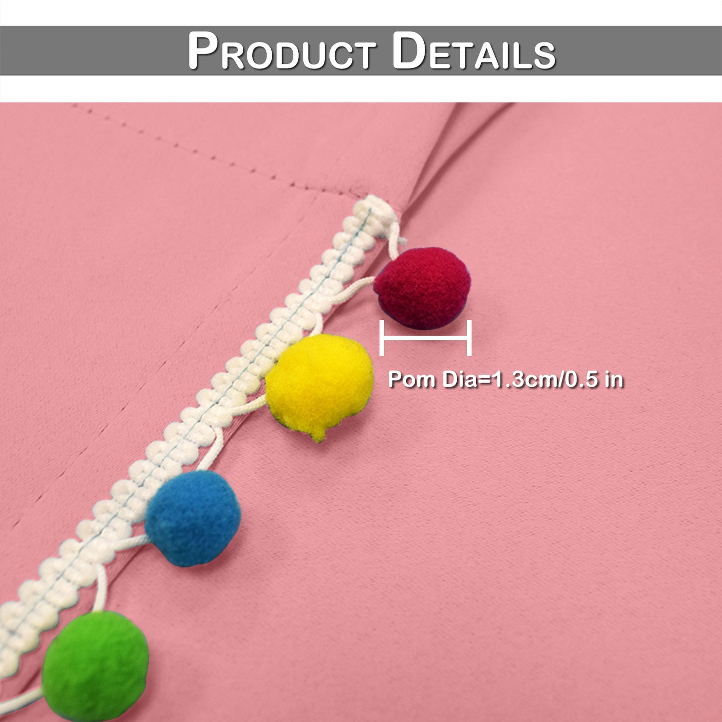 Pom Pom Blackout Curtains, 1 Panel, Pink, 132*160cm/132*213cm/132*243cm