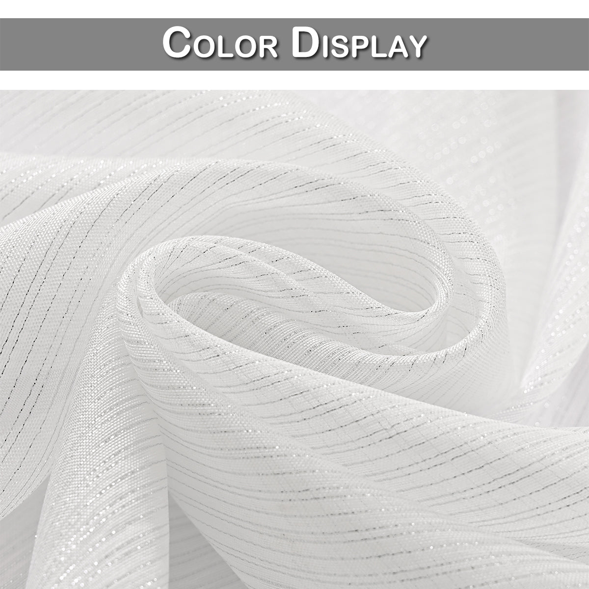Rideaux transparents scintillants Silver Lines, 1 panneau, blanc, 100*130cm/100*200cm/100*250cm/140*260cm