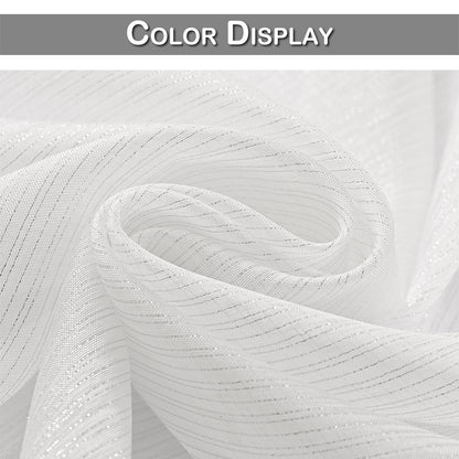Rideaux transparents scintillants Silver Lines, 1 panneau, blanc, 100*130cm/100*200cm/100*250cm/140*260cm