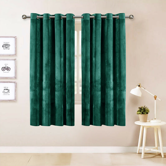 Velvet Thicken Curtain, 1 Panel, Green, 132x137cm/132x160cm/132x213cm