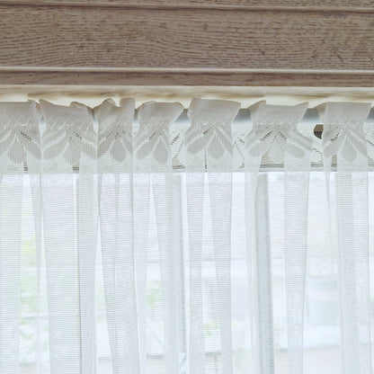 Floral Lace Door Short Curtains, 1 Panel, White, 105x100cm/155x100cm