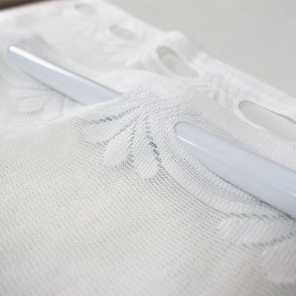 Floral Lace Door Short Curtains, 1 Panel, White, 105x100cm/155x100cm
