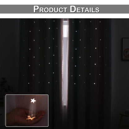 Double-Layer Princess Blackout Curtains, 1 Panel, Pink, 130x160cm/130x215cm/130x243cm