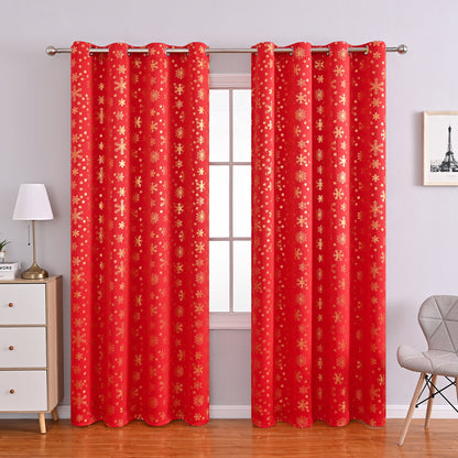 Christmas Blackout Curtains, 1 Panel, Red, 100*130cm/100*200cm/100*250cm/140*260cm