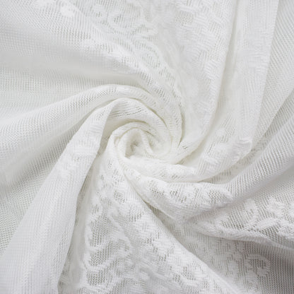 Floral Lace Door Short Curtains, 1 Panel, White, 105x100cm/155x100cm