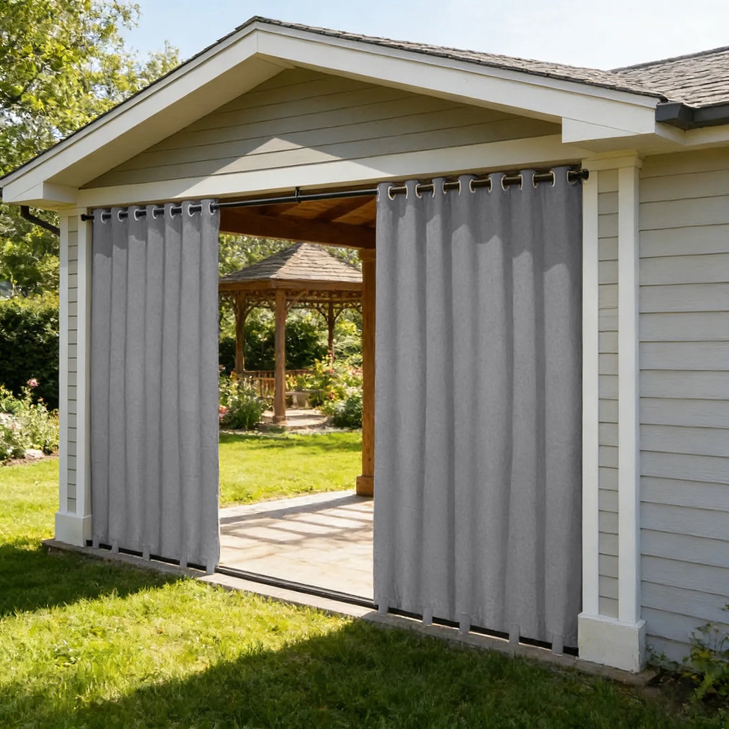 Lightweight Outdoor Blackout Curtain Made to Measure in Linen Look - Corluno