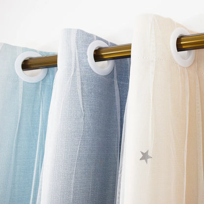 Blackout curtain with tulle and ombre stars – double layered, 1 piece
