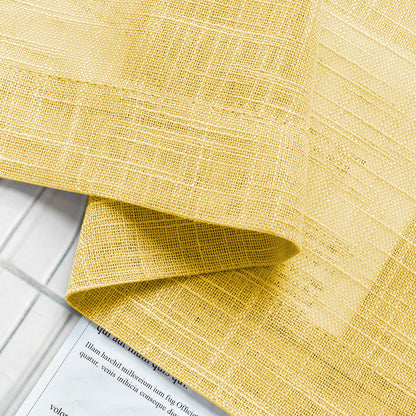 2 Short Linen-Look Sheer Curtains with Rod Pocket for Kitchen Bathroom Window