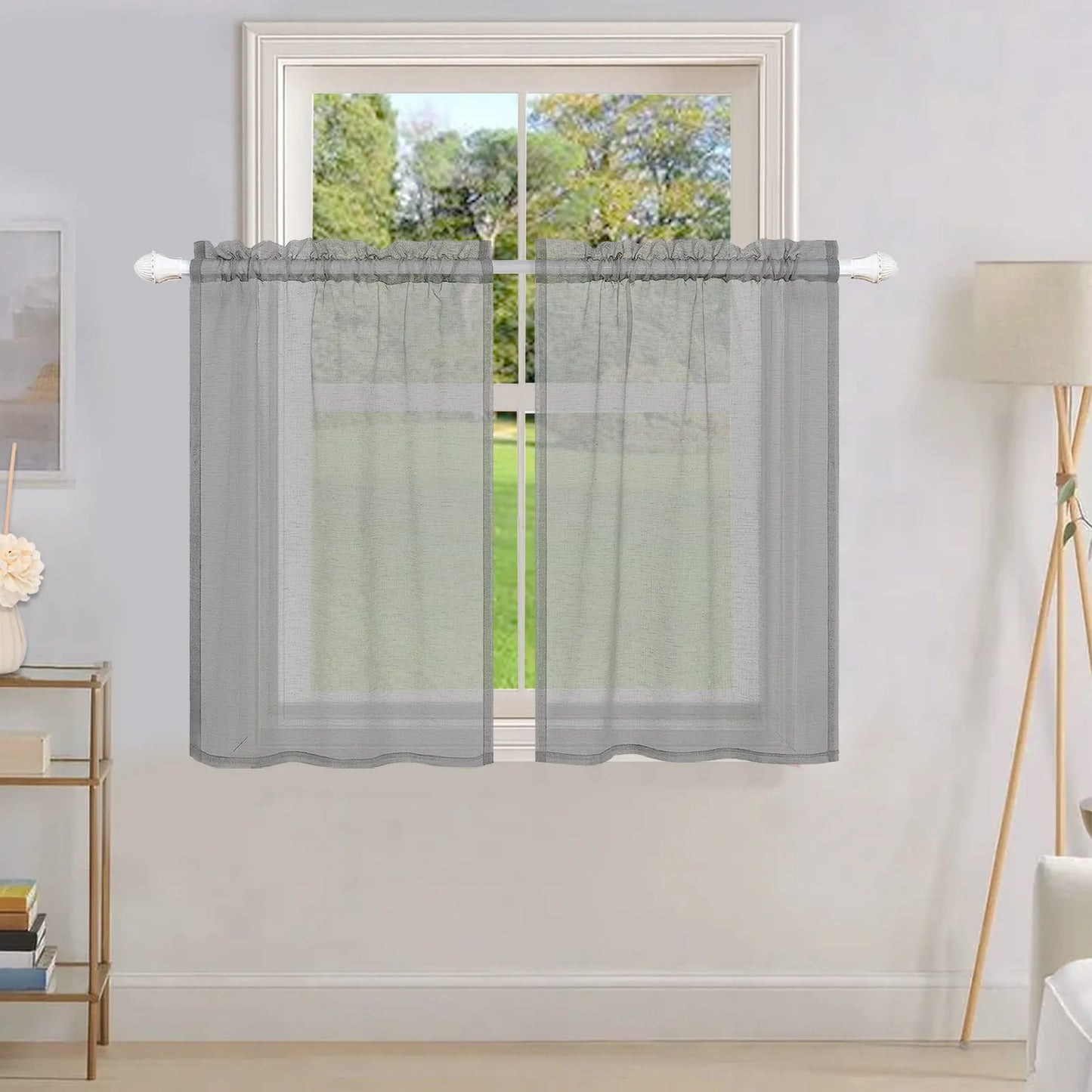 1 Panel Waterproof Short Sheer Tier Curtain