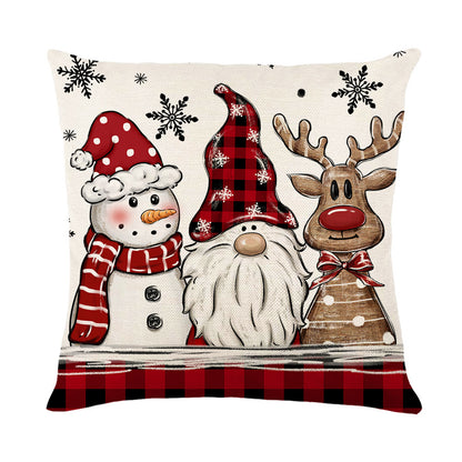 4er-Set Weihnachts-Kissenbezüge aus Leinen – Softe Dekokissen für Sofa und Bett (45×45 cm)