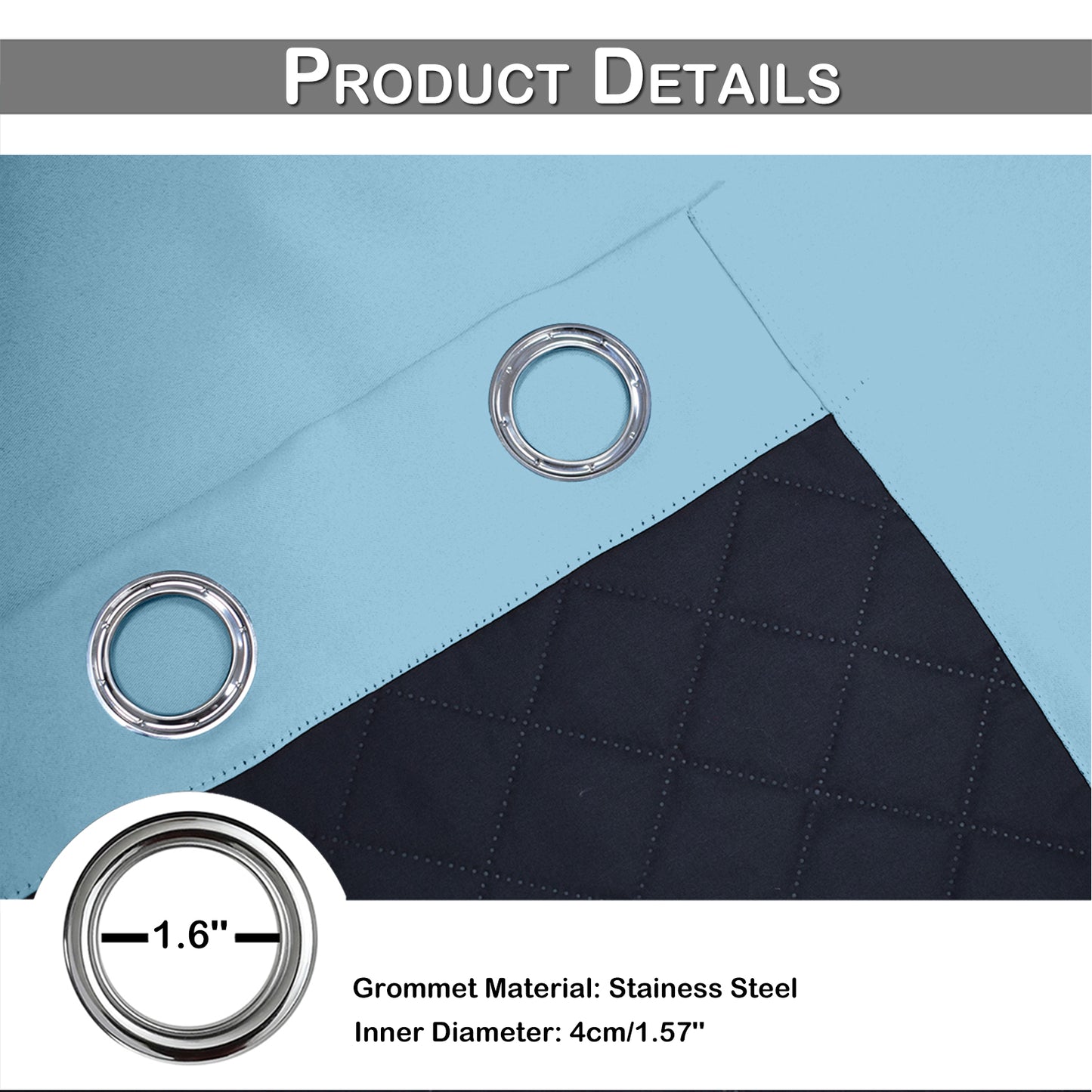 Outdoor Curtain – Waterproof, Windproof and Quilted, 100% Blackout, 1/2 Panel