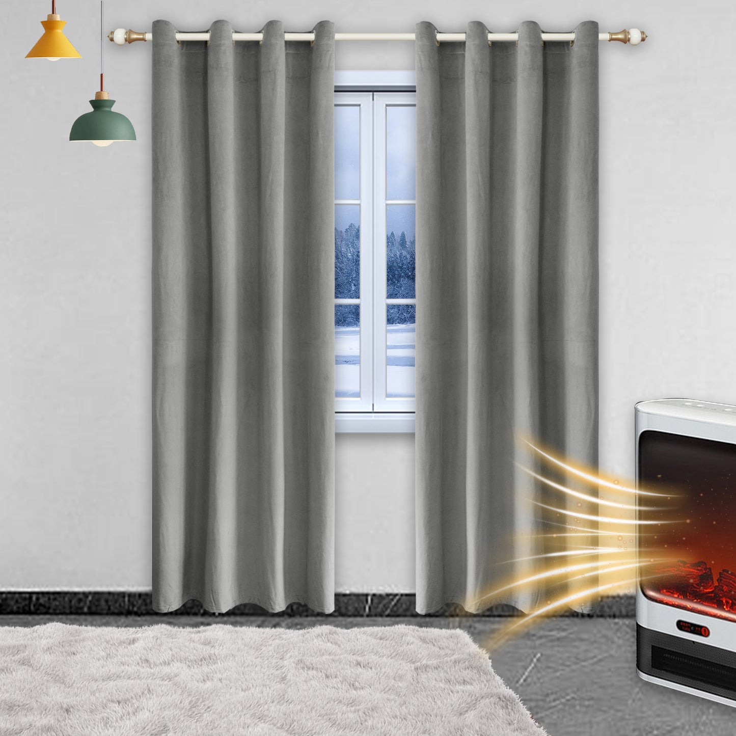 Verdunkelungsvorhang aus Samt – Thermo, Blickdicht, 1/2 Panels
