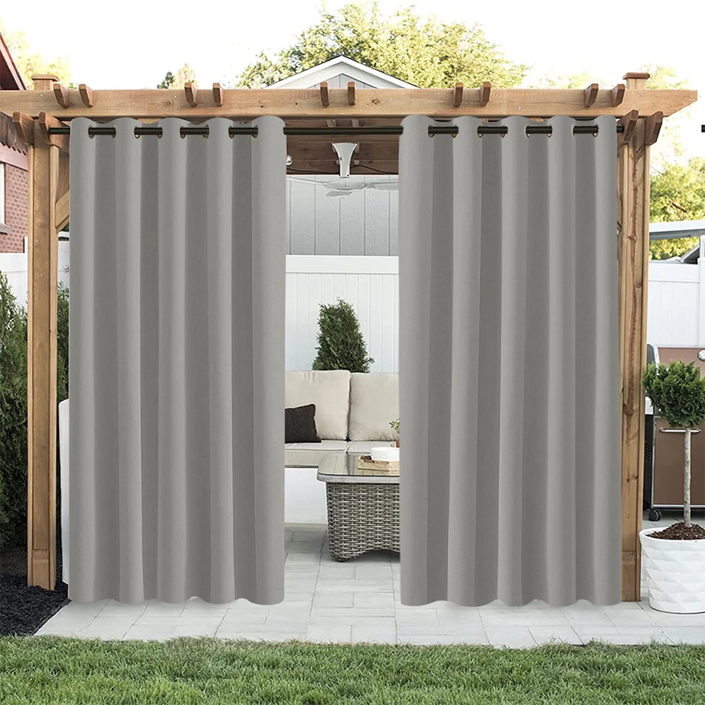 Extra Wide Outdoor Curtain, Waterproof and Blackout with Eyelets – 1 Piece, 180 cm Wide