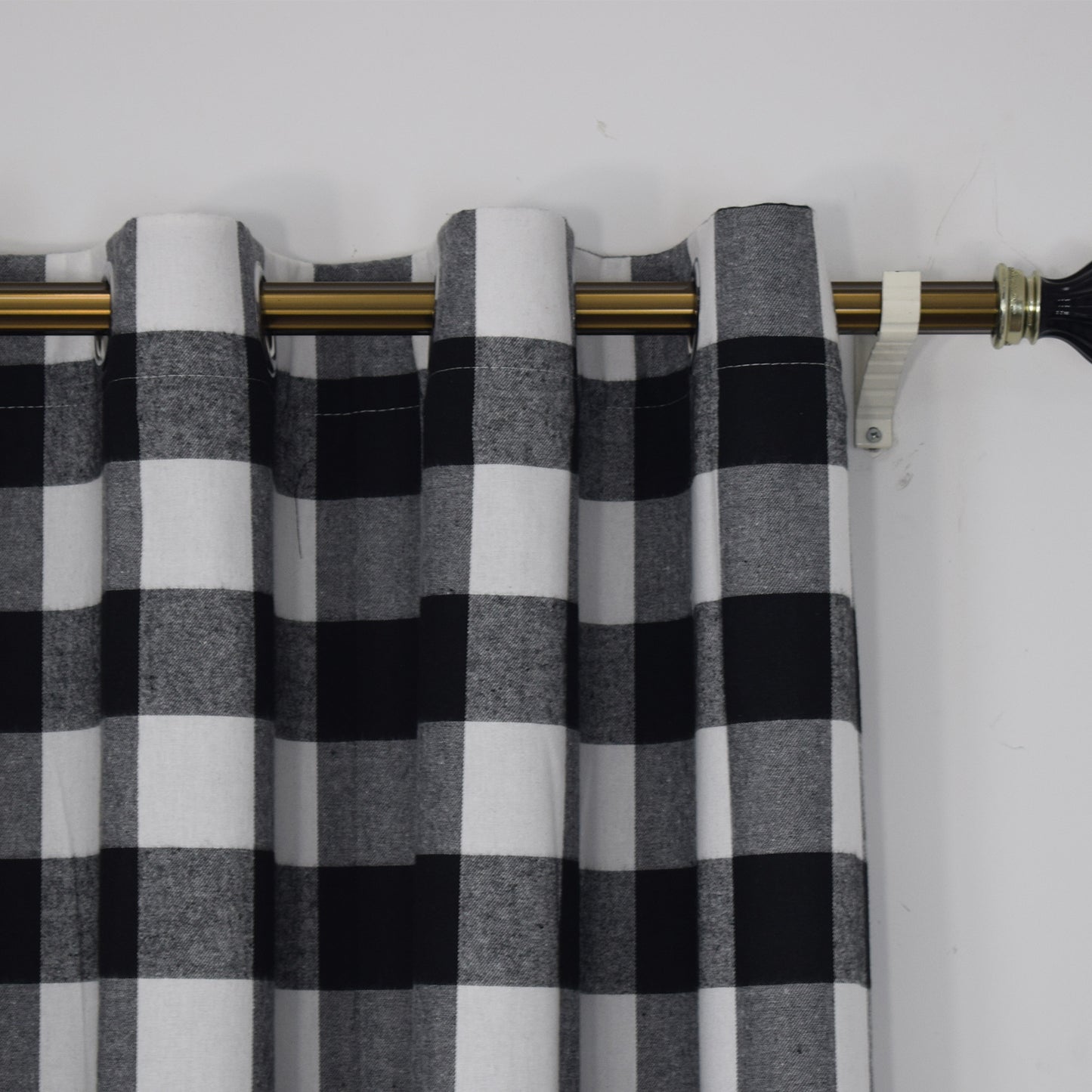 Christmas Plaid Curtains, 1 Panel, Black, 132*160cm/132*213cm/132*244cm