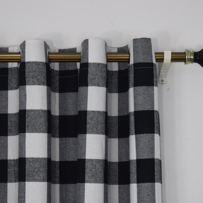 Christmas Plaid Curtains, 1 Panel, Black, 132*160cm/132*213cm/132*244cm