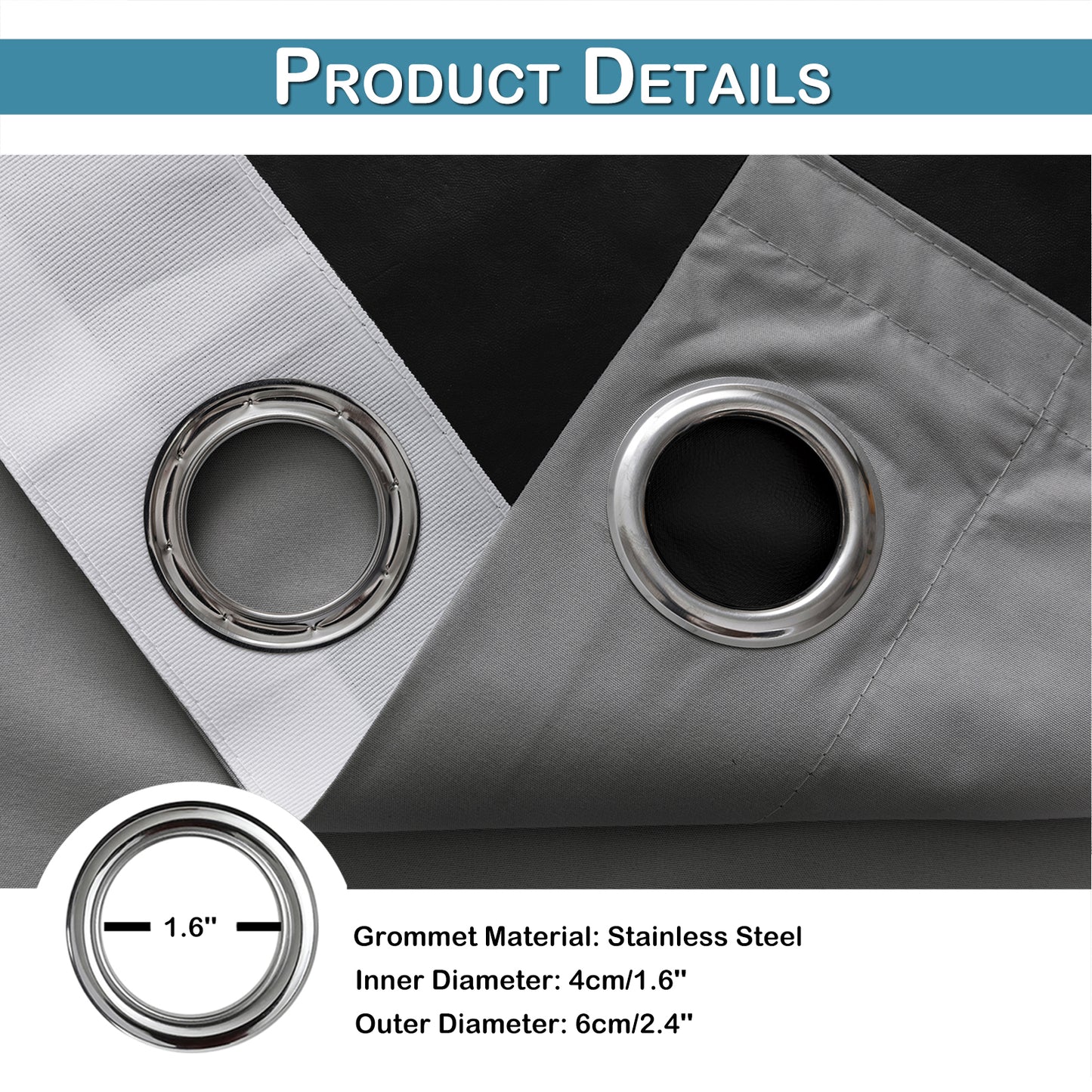 Set of 2 ultra-lightweight 100% blackout curtains with eyelets for bedrooms and living rooms