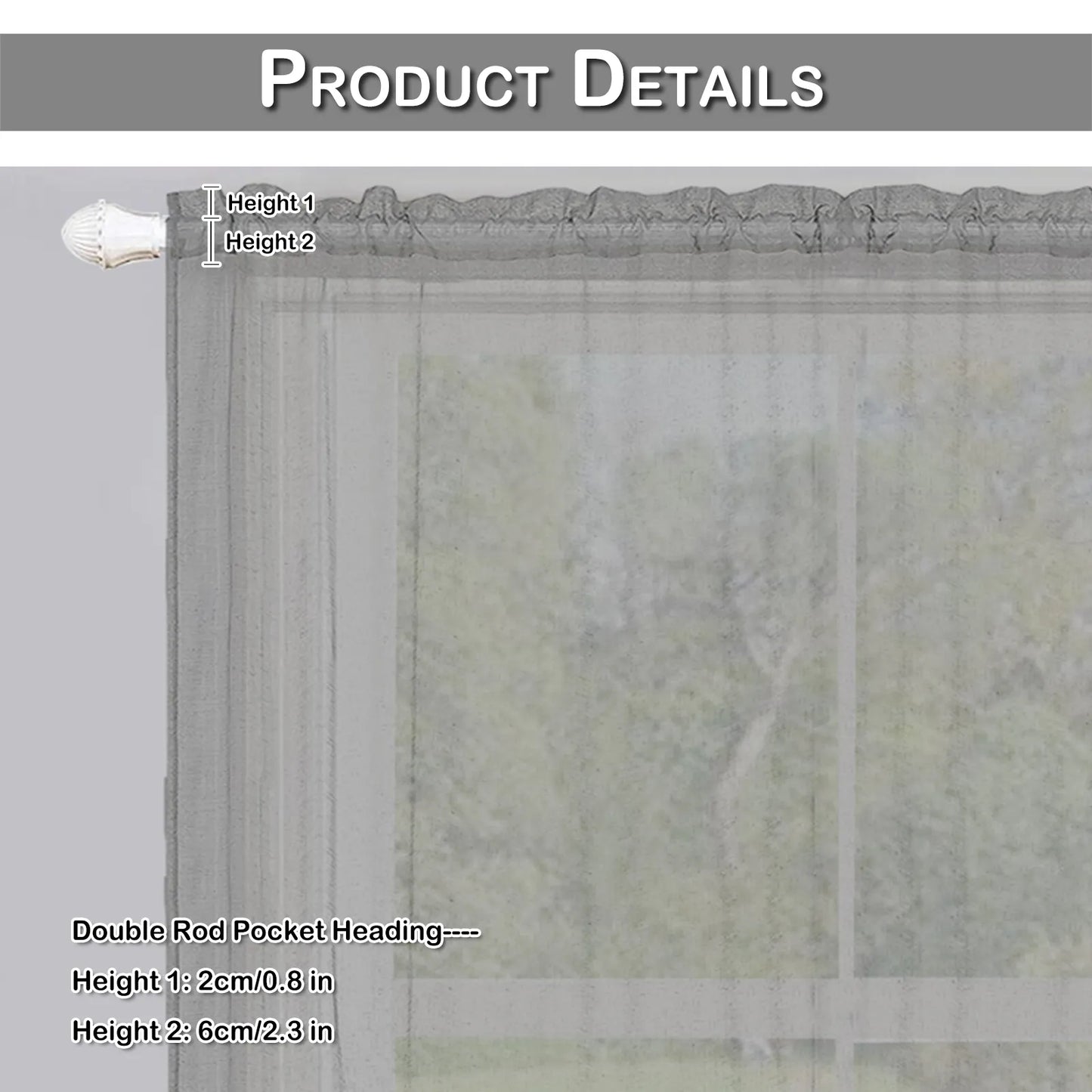 1 Panel Waterproof Short Sheer Tier Curtain