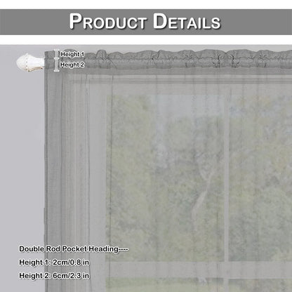 1 Panel Waterproof Short Sheer Tier Curtain