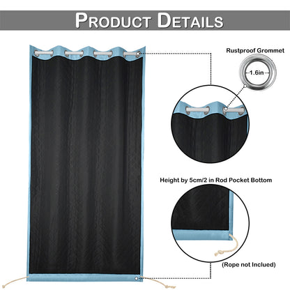 Outdoor Curtain – Waterproof, Windproof and Quilted, 100% Blackout, 1/2 Panel