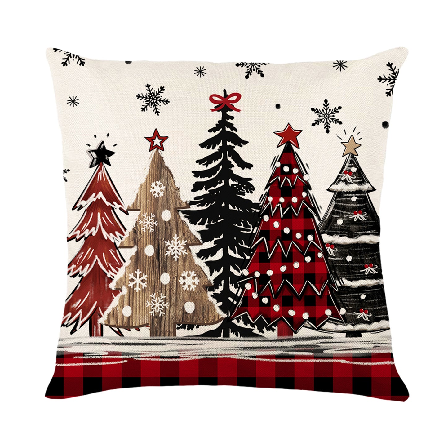 4er-Set Weihnachts-Kissenbezüge aus Leinen – Softe Dekokissen für Sofa und Bett (45×45 cm)