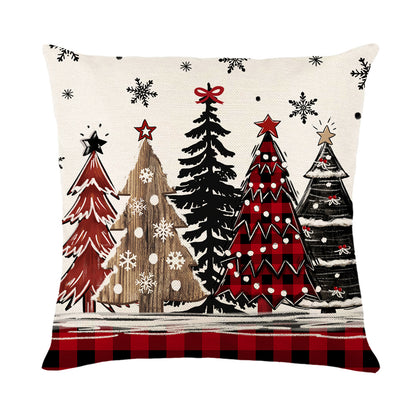 4er-Set Weihnachts-Kissenbezüge aus Leinen – Softe Dekokissen für Sofa und Bett (45×45 cm)