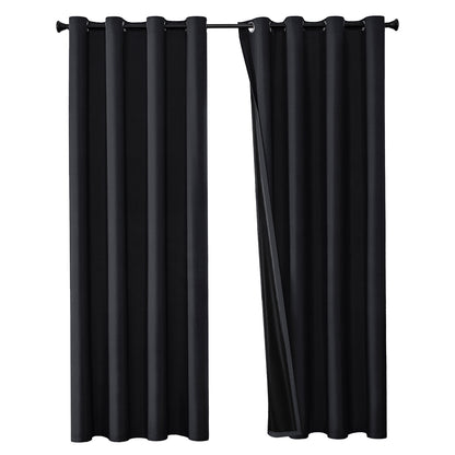 Set of 2 ultra-lightweight 100% blackout curtains with eyelets for bedrooms and living rooms