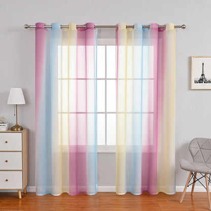 1 Panel Ombre Fenster Sheer Transparent Wohnzimmer Schlafzimmer Vorhänge Ösen