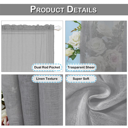 1 Panel Waterproof Short Sheer Tier Curtain