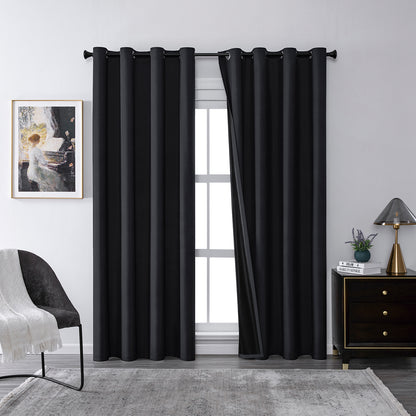 Set of 2 ultra-lightweight 100% blackout curtains with eyelets for bedrooms and living rooms
