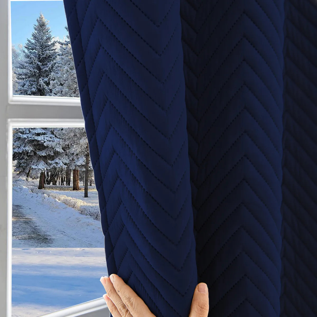Rideau thermique épais sur mesure avec matelassage chevrons - Tessaro